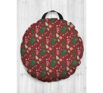 Декоративная подушка-сидушка JOYARTY "Рождественский коллаж", на пол, круглая, 52 см dsfr_380808