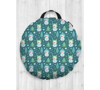 Декоративная подушка-сидушка JOYARTY "Снеговики в лесу", на пол, круглая, 52 см dsfr_380802