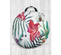 Декоративная подушка-сидушка JOYARTY "Тропические растения", на пол, круглая, 52 см dsfr_14545