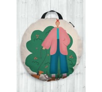 Декоративная подушка-сидушка JOYARTY "Дама с собачкой", на пол, круглая, 52 см dsfr_420332