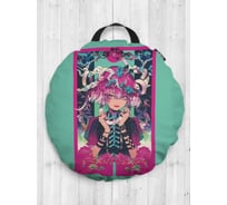 Декоративная подушка-сидушка JOYARTY "Девочка со змеей", на пол, круглая, 52 см dsfr_420016