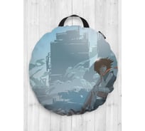 Декоративная подушка-сидушка JOYARTY "Девушка на ступеньках", на пол, круглая, 52 см dsfr_420010