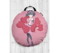 Декоративная подушка-сидушка JOYARTY "Девушка в сердцах", на пол, круглая, 52 см dsfr_420009