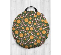 Декоративная подушка-сидушка JOYARTY "Апельсины и карамельные трости", на пол, круглая, 52 см dsfr_419875