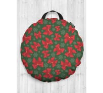 Декоративная подушка-сидушка JOYARTY "Банты и снежинки", на пол, круглая, 52 см dsfr_419874