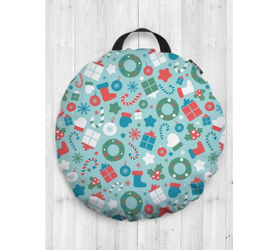 Декоративная подушка-сидушка JOYARTY "Подарки на новый год", на пол, круглая, 52 см dsfr_419864 1