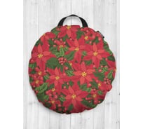 Декоративная подушка-сидушка JOYARTY "Паттерн из пуансеттии", на пол, круглая, 52 см dsfr_419854