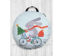 Декоративная подушка-сидушка JOYARTY "Зайка с подарками", на пол, круглая, 52 см dsfr_419833