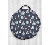 Декоративная подушка-сидушка JOYARTY "Снеговик в шапочке", на пол, круглая, 52 см dsfr_419832