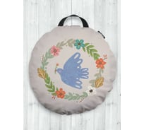 Декоративная подушка-сидушка JOYARTY "Птица в цветах", на пол, круглая, 52 см dsfr_419759