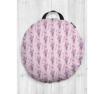 Декоративная подушка-сидушка JOYARTY "Лаванда стрекоза на розовом фоне", на пол, круглая, 52 см dsfr_409624