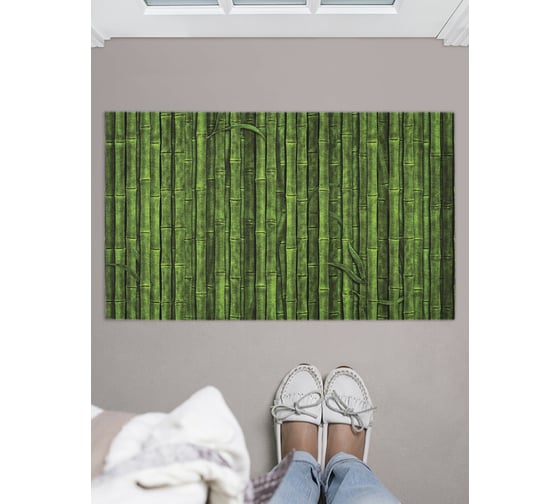 Придверный коврик в прихожую с принтом JOYARTY "плотная бамбуковая стена" 45х75 см door_15770 1