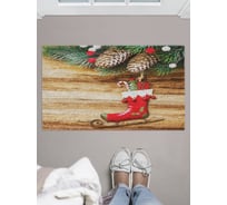 Придверный коврик в прихожую с принтом JOYARTY "коньки с сюрпризом" 45х75 см door_78539