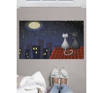 Придверный коврик в прихожую с принтом JOYARTY "кошачья романтика на крыше" 45х75 см door_1182