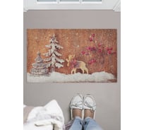 Придверный коврик в прихожую с принтом JOYARTY "елки и олень" 45х75 см door_21447