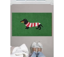 Придверный коврик в прихожую с принтом JOYARTY "такса в полосатой футболке" 45х75 см door_53896