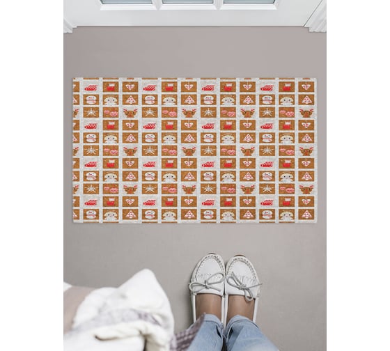 Придверный коврик в прихожую с принтом JOYARTY "новогодняя печенька" 45х75 см door_419797 1