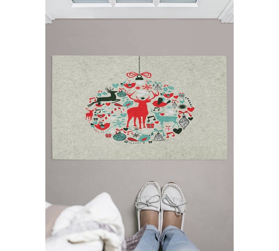 Придверный коврик в прихожую с принтом JOYARTY "новогодняя игрушка" 45х75 см door_419805 1