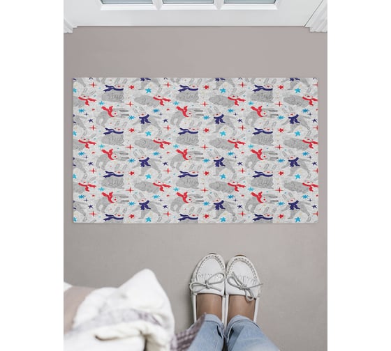 Придверный коврик в прихожую с принтом JOYARTY "вечеринка зайцев" 45х75 см door_419819 1