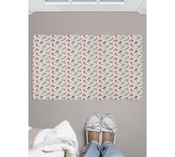 Придверный коврик в прихожую с принтом JOYARTY "рождественская омела" 45х75 см door_419827 1