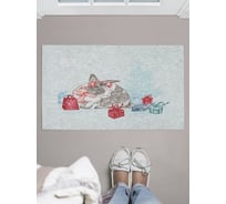 Придверный коврик в прихожую с принтом JOYARTY "праздничный кролик" 45х75 см door_419835