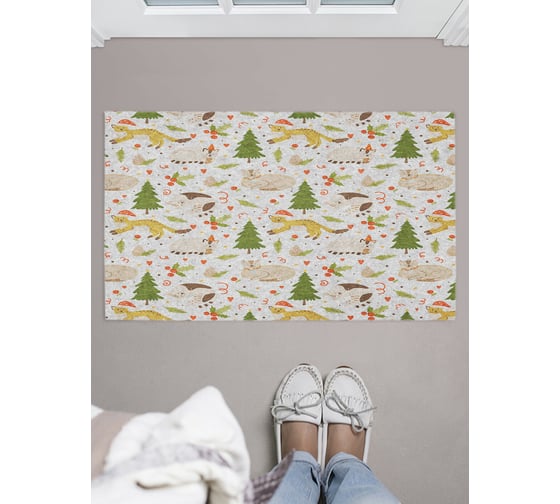 Придверный коврик в прихожую с принтом JOYARTY "новогодние коты" 45х75 см door_419836 1