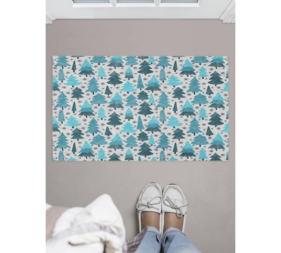 Придверный коврик в прихожую с принтом JOYARTY "зима в лесу" 45х75 см door_419839 1