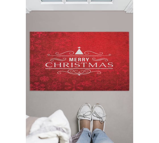 Придверный коврик в прихожую с принтом JOYARTY "рождественская надпись" 45х75 см door_419851 1