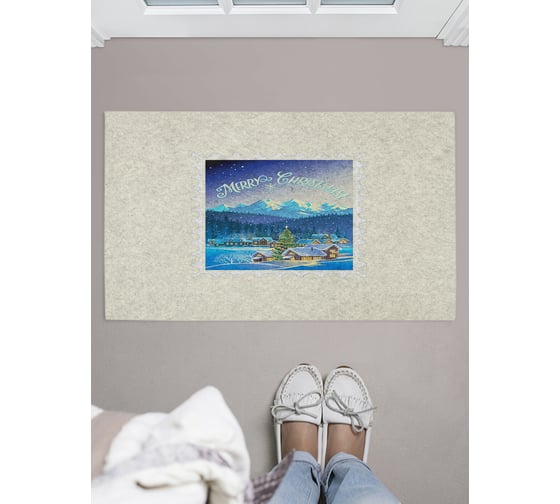 Придверный коврик в прихожую с принтом JOYARTY "новогодняя открытка" 45х75 см door_419861 1