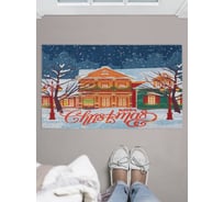 Придверный коврик в прихожую с принтом JOYARTY "новогодний городской пейзаж" 45х75 см door_419862