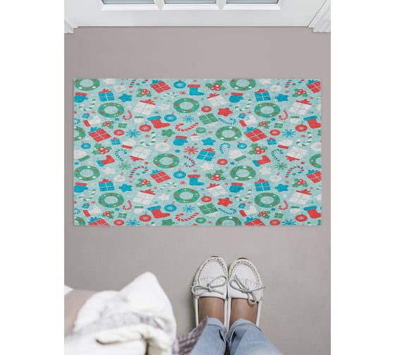 Придверный коврик в прихожую с принтом JOYARTY "подарки на новый год" 45х75 см door_419864 1