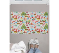 Придверный коврик в прихожую с принтом JOYARTY "новогодние снеговики" 45х75 см door_419872