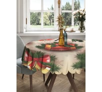 Круглая тканевая скатерть на стол JOYARTY с рисунком "новогодний дух" 150х150 см rtcf01_20035_150x150