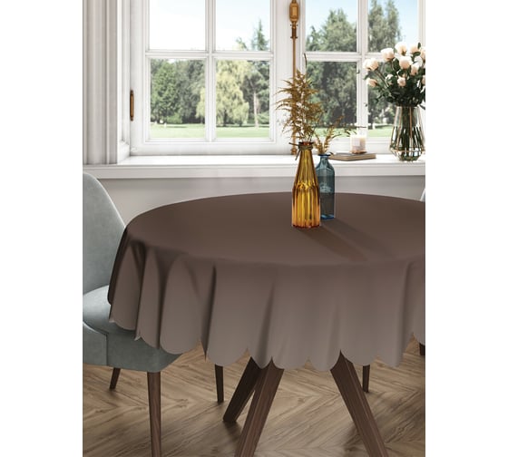 Круглая тканевая скатерть на стол JOYARTY с рисунком "коричневый перелив" 150х150 см rtcf01_23555_150x150 1