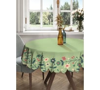 Круглая тканевая скатерть на стол JOYARTY с рисунком "цветочное плетение" 150х150 см rtcf01_378297_150x150
