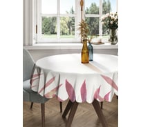 Круглая тканевая скатерть на стол JOYARTY с рисунком "розовая тропическая листва" 150х150 см rtcf01_378317_150x150