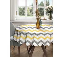 Круглая тканевая скатерть на стол JOYARTY с рисунком "зигзаговые перемены" 150х150 см rtcf01_6933_150x150