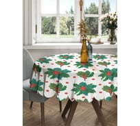 Круглая тканевая скатерть на стол JOYARTY с рисунком "паттерн из остролиста" 150х150 см rtcf01_419887_150x150