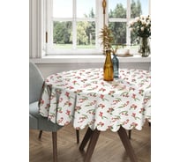 Круглая тканевая скатерть на стол JOYARTY с рисунком "рождественская омела" 150х150 см rtcf01_419827_150x150
