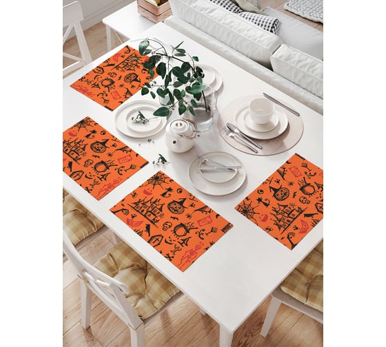 Комплект тканевых салфеток для сервировки стола JOYARTY "ужасы хэллоуина", 32x46 см, 4 шт. np_6039 1