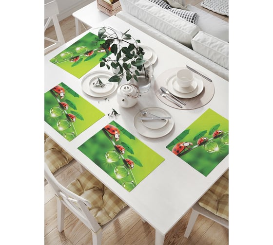 Комплект тканевых салфеток для сервировки стола JOYARTY "прогулка по росе", 32x46 см, 4 шт. np_2629 1