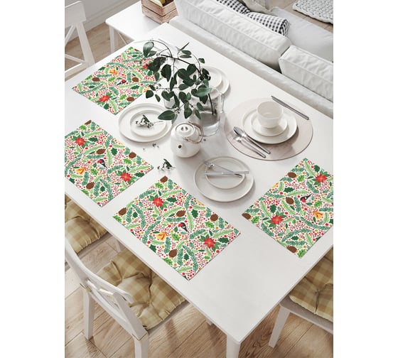 Комплект тканевых салфеток для сервировки стола JOYARTY "рождественское настроение", 32x46 см, 4 шт. np_419879 1