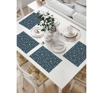 Комплект тканевых салфеток для сервировки стола JOYARTY "снежинки на синем фоне", 32x46 см, 4 шт. np_419865