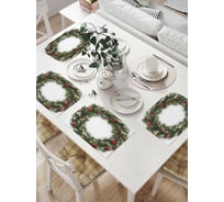 Комплект тканевых салфеток для сервировки стола JOYARTY "рождественский венок", 32x46 см, 4 шт. np_37164