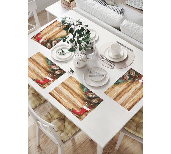 Комплект тканевых салфеток для сервировки стола JOYARTY "коньки с сюрпризом", 32x46 см, 4 шт. np_78539 1