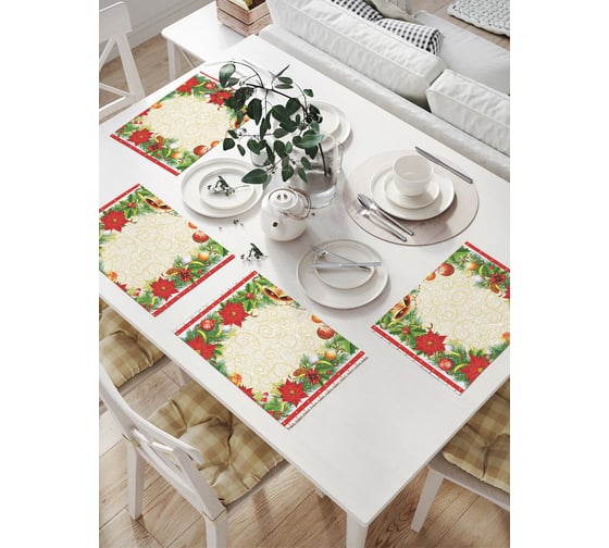 Комплект тканевых салфеток для сервировки стола JOYARTY "рождественская рамка", 32x46 см, 4 шт. np_29342 1