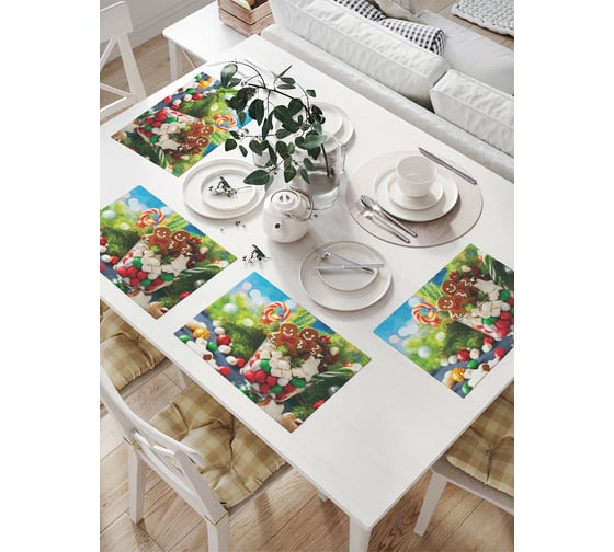 Комплект тканевых салфеток для сервировки стола JOYARTY "стакан сладостей", 32x46 см, 4 шт. np_78654 1