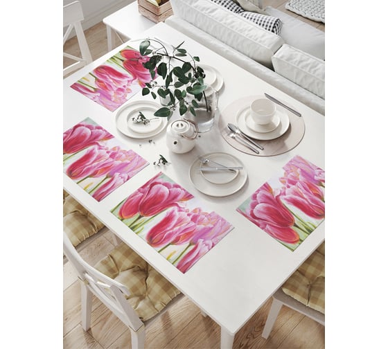Комплект тканевых салфеток для сервировки стола JOYARTY "тюльпановый ноктюрн", 32x46 см, 4 шт. np_9186