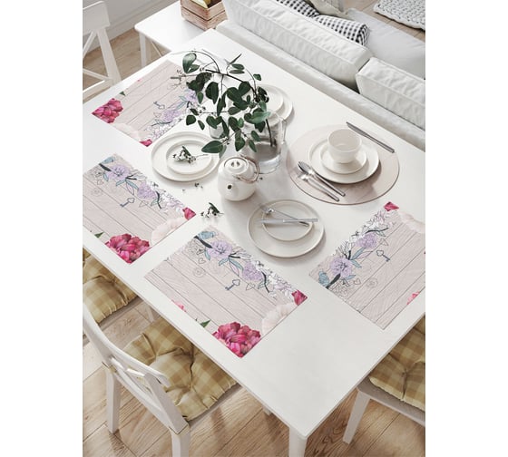 Комплект тканевых салфеток для сервировки стола JOYARTY "цветочные стены", 32x46 см, 4 шт. np_7571