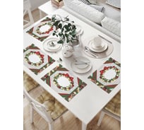 Комплект тканевых салфеток для сервировки стола JOYARTY "рождественский венок", 32x46 см, 4 шт. np_29343